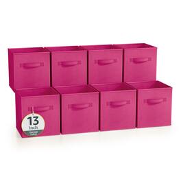 Sorbus - Fabric Storage Cubes, 8 Foldable Storage Bins for Organizing Pantry, Cubbies, Toy Box, Clothes Storage - Pink