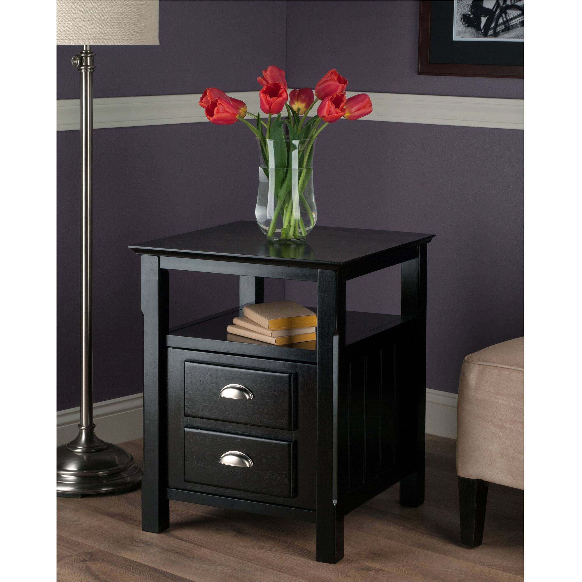 Alt View 3. Winsome Wood - Timber Accent Table, Nightstand - Black.