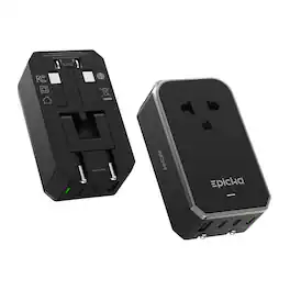 Epicka - Air 40W Universal Travel Adapter, PD Fast Charging International Power Adapter with 1 AC & 4 USB Ports - Black