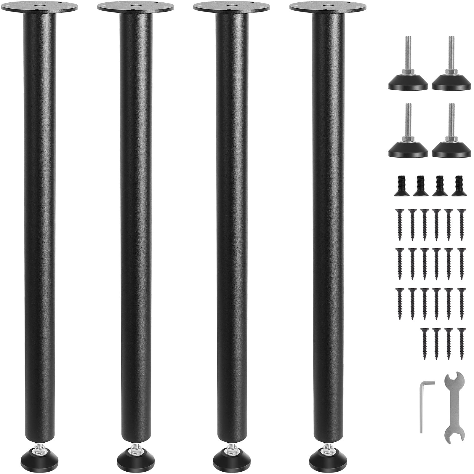 VEVOR - 28 Inch Adjustable Desk Legs, Reinforced Steel Office Table Furniture legs Set of 4 for DIY - Black