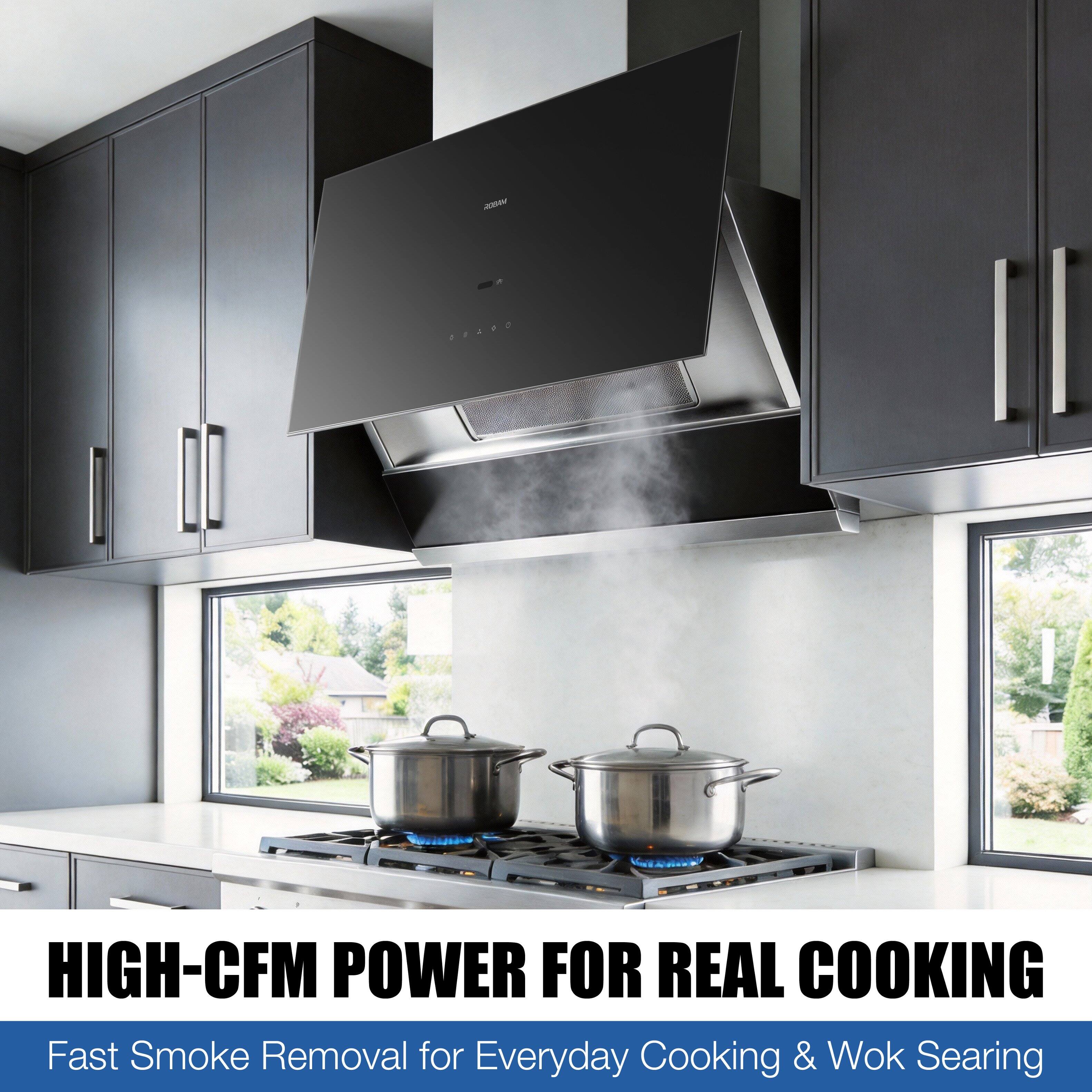 ROBAM  
00200  
HIGH-CFM POWER FOR REAL COOKING  
Fast Smoke Removal for Everyday Cooking & Wok Searing