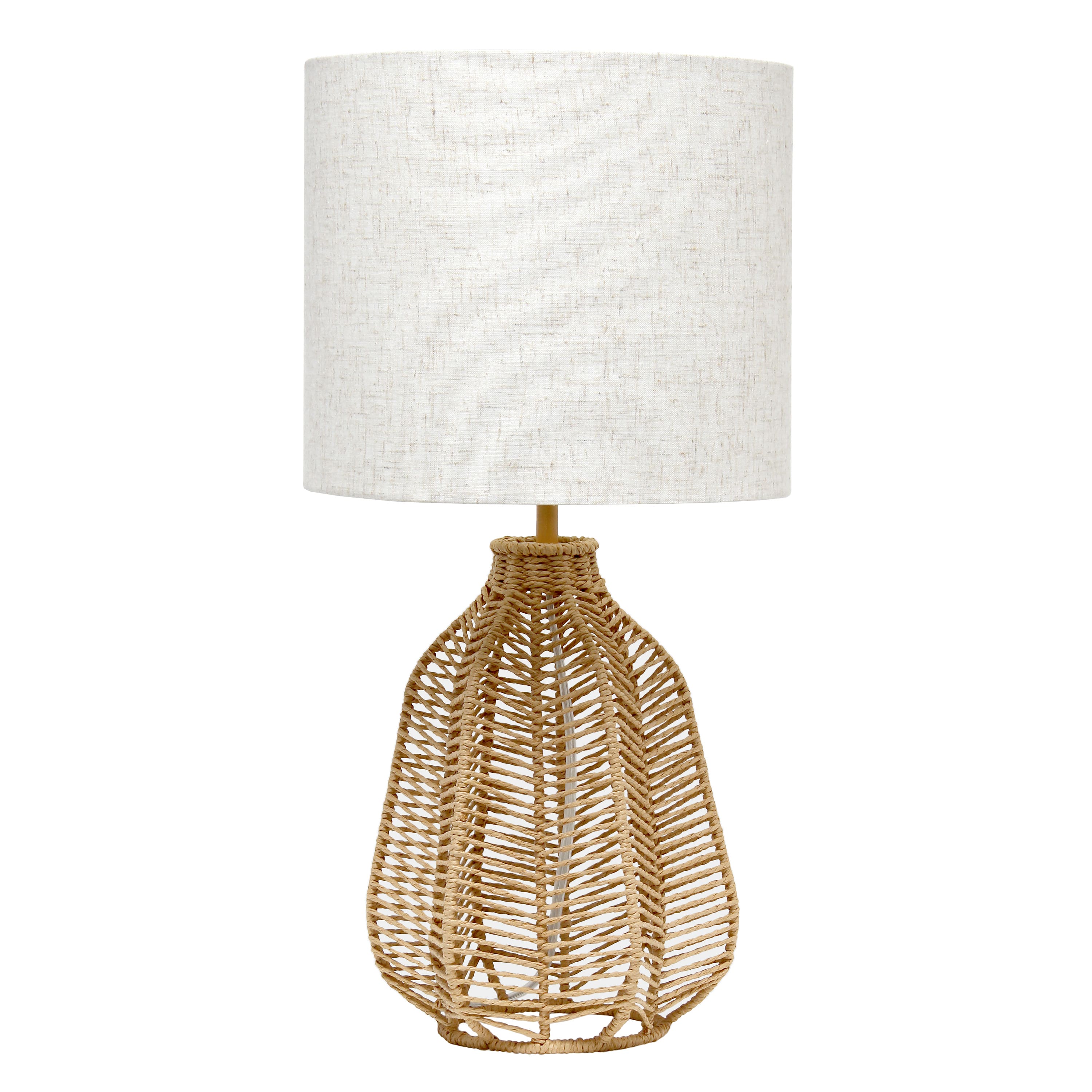 Lalia Home - Table Lamp with Vintage Rattan Wicker Style Paper Rope Base - Natural - Front_Zoom