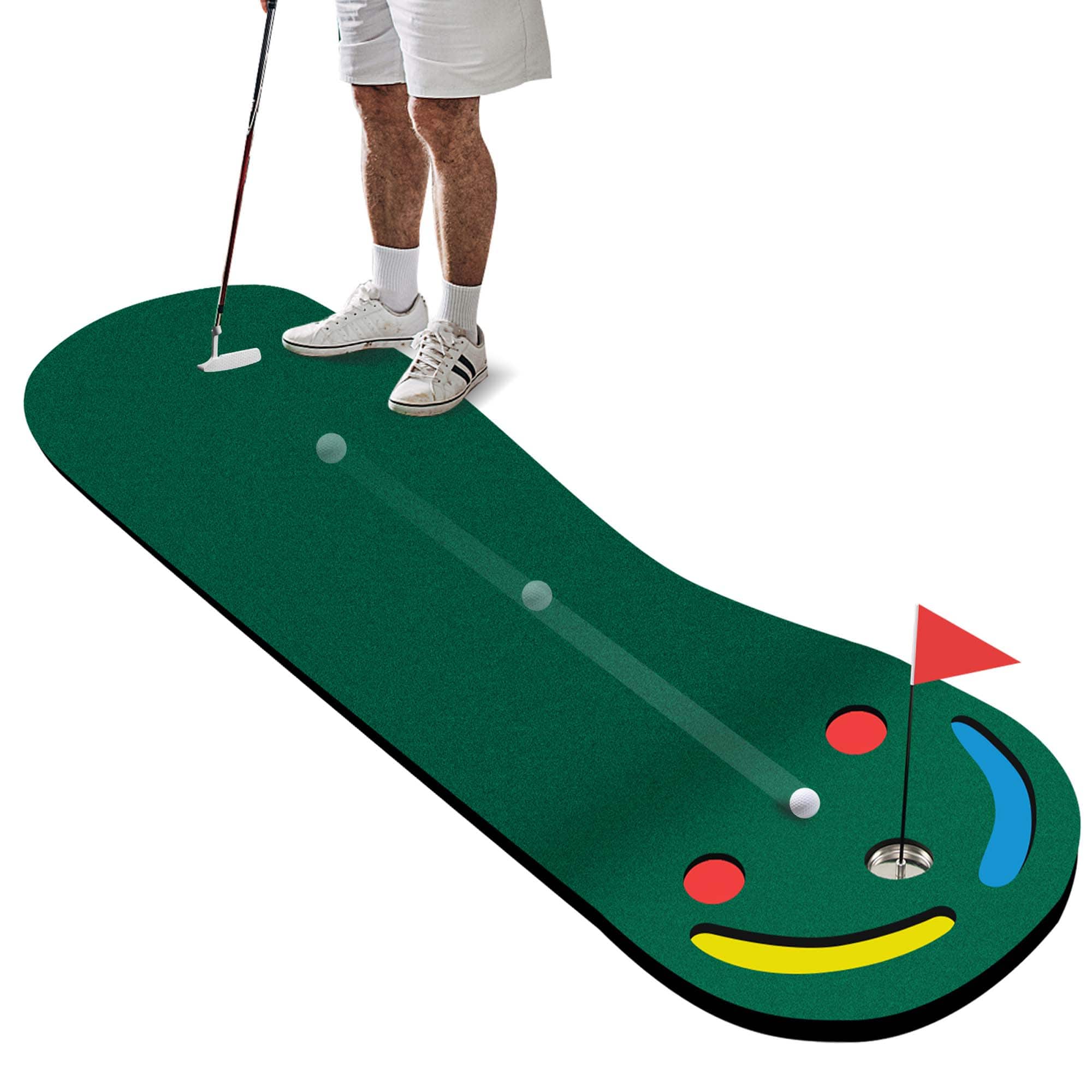 Front. Costway - Costway 9.8FT X 3FT Par 3 Holes Golf Putting Green Mat Set for Indoor & Outdoor Practice - Green.