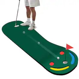 Costway - 9.8FT X 3FT Par 3 Holes Golf Putting Mat Set for Indoor & Outdoor Practice - Green