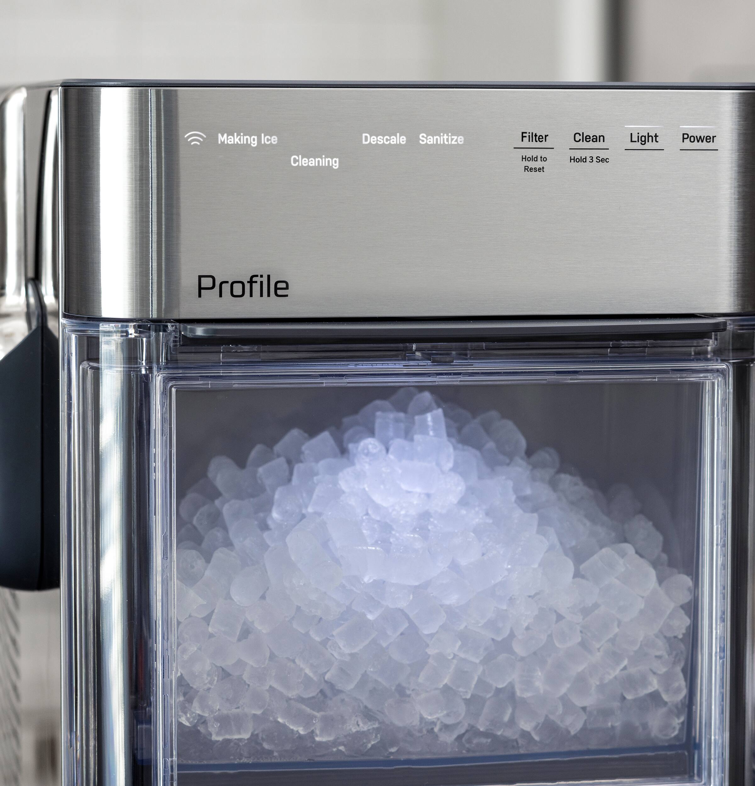 Making Ice  
Descaling  
Sanitize  
Filter  
Clean  
Light  
Power  

Hold to Reset  
Hold 3 Sec  

Profile