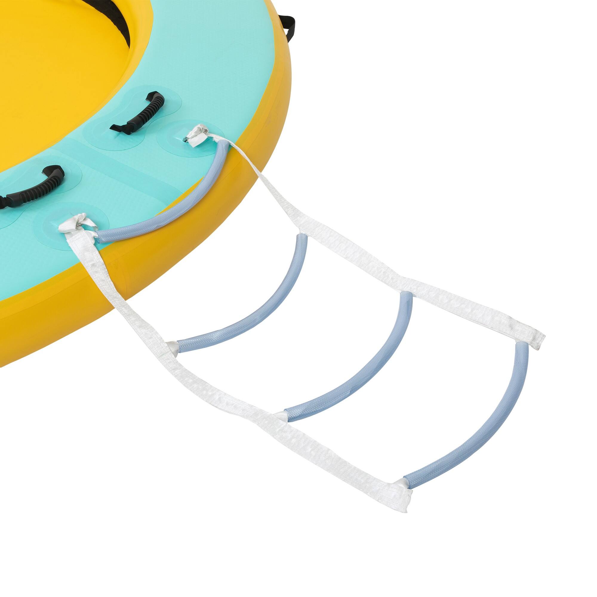 Alt View 3. Boyel Living - Mint Green/Yellow PVC 12FT Round Inflatable Water Hammock 772LBS Capacity - Yellow.