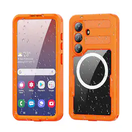 Dteck - For Samsung Galaxy S26+ Rugged Waterproof Case,Shockproof Mag Safe Built-in Screen Protector Full Body Cover - Orange