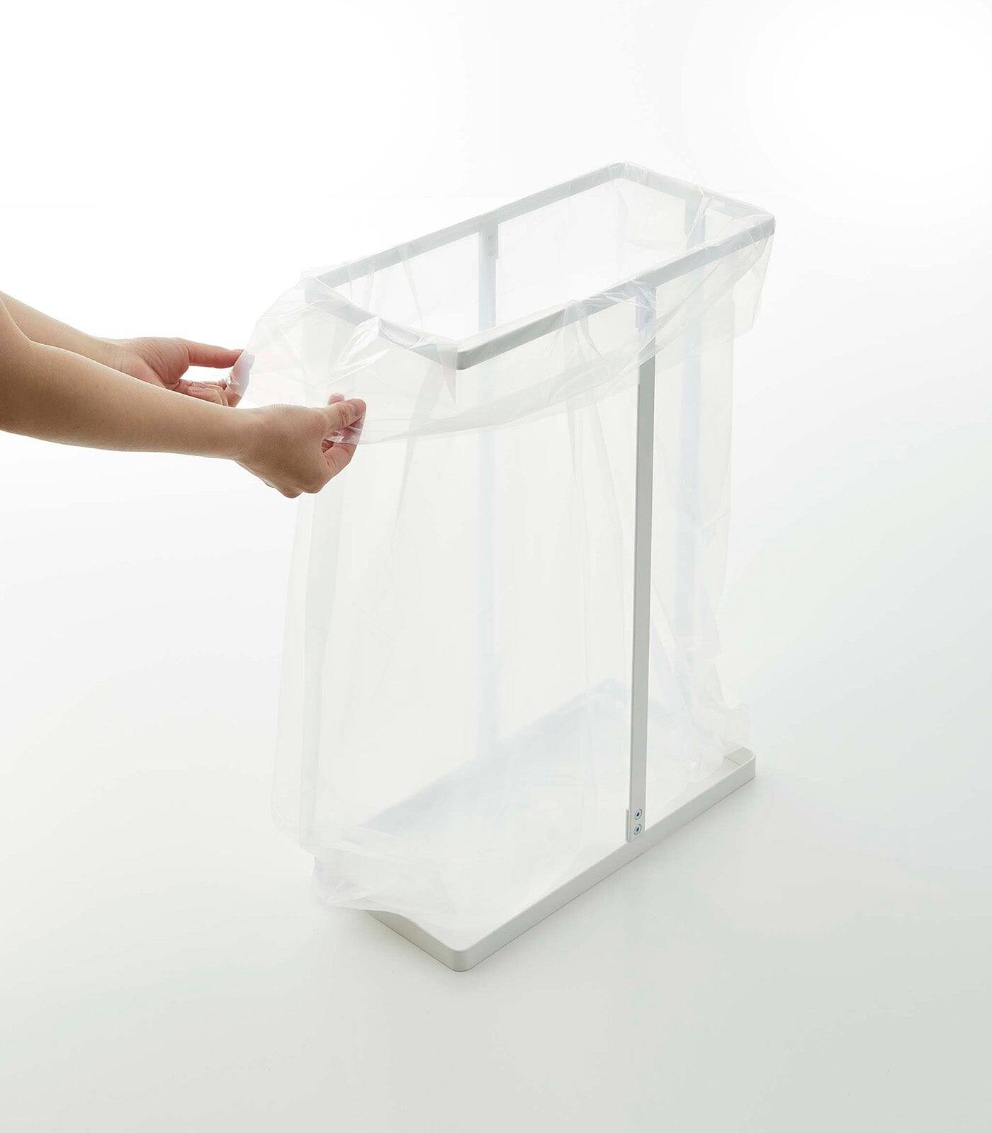 Alt View 1. Yamazaki Home - Lidded Garbage Bag Holder - Steel - Black.