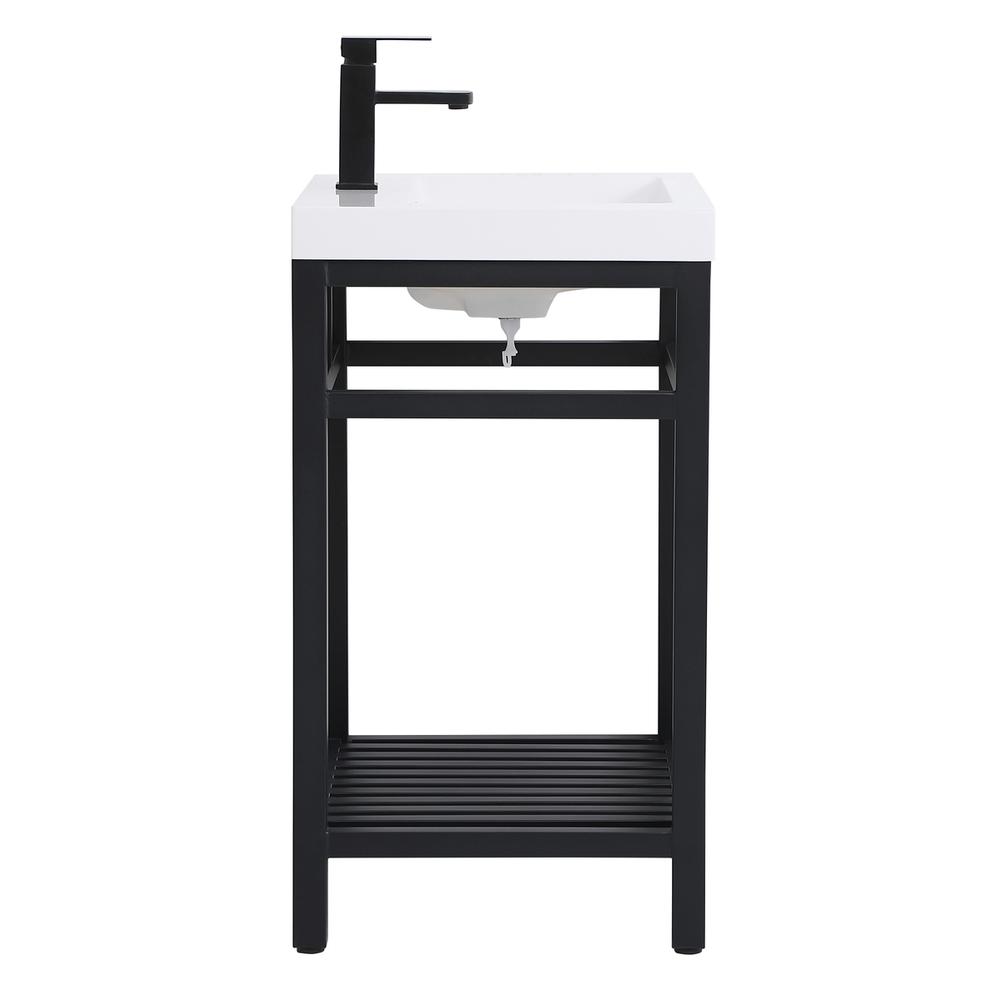 Angle. Elegant Kitchen and Bath - 24 inch Single Bathroom Metal Vanity in Black - Black.