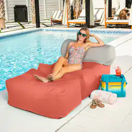 Jaxx - Tybee Large Outdoor Lounge w/ Bolster and Ottomanr - Sunbrella - Flamingo