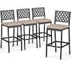 Front. Gymax - Gymax 4 PCS Outdoor Bar Stools 27’’ Counter Height Barstools w/ Removable Cushions - Black, Beige.