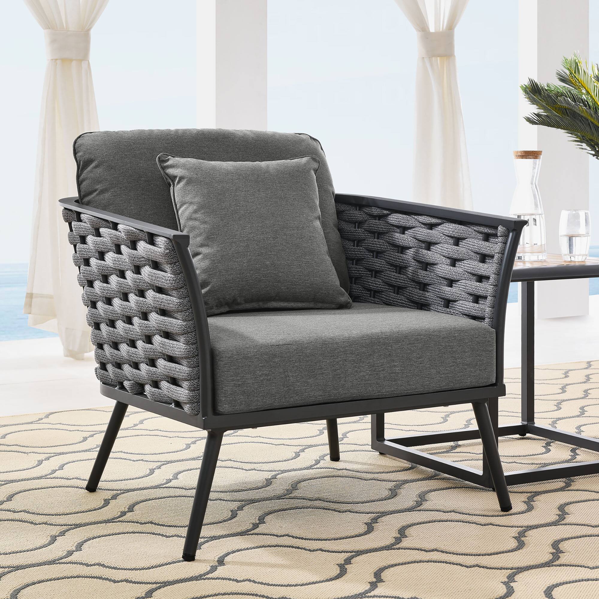 Front. Modway - Stance Outdoor Patio Aluminum Armchair by Modway - Gray Charcoal.