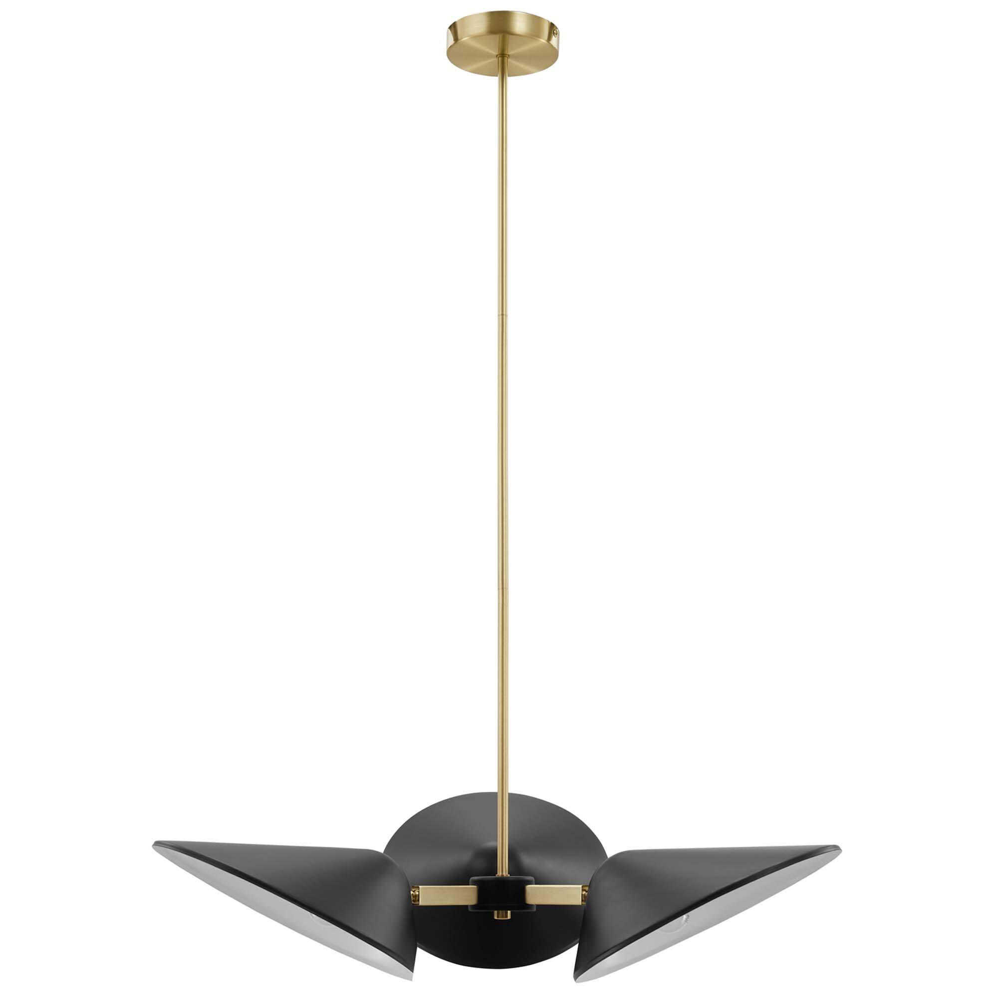 Alt View 2. Modway - Journey 3-Light 3" Arm Pendant by Modway - Black.