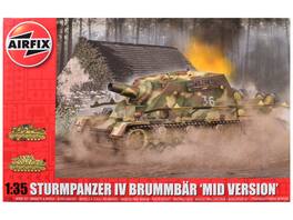 Level 3 Model Kit Sturmpanzer IV Brummbar "Mid Version" Tank with 2 Scheme Options 1/35 Plastic Model Kit by Airfix - Multi