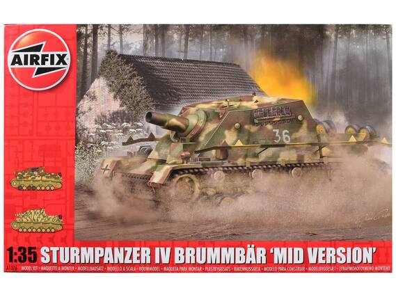 AIRFIX
1:35 STURMPANZER IV BRUMMBÄR 'MID VERSION'
A1376
MODEL KIT - MAQUETTE A MONTER - MODELLEBAUSATZ - MODELLO A SCALA - BOUWMODEL - MAQUETA PARA MONTAR - PLASTBYGGSATS - RAKENNUSSARJA - MODELO PARA CONSTRUIR - MODELBYGGESAT - ΣΥΝΑΠΜΟΛΟΓΙΟΥΜΕΝΟ ΜΟΝΤΕΑΟ