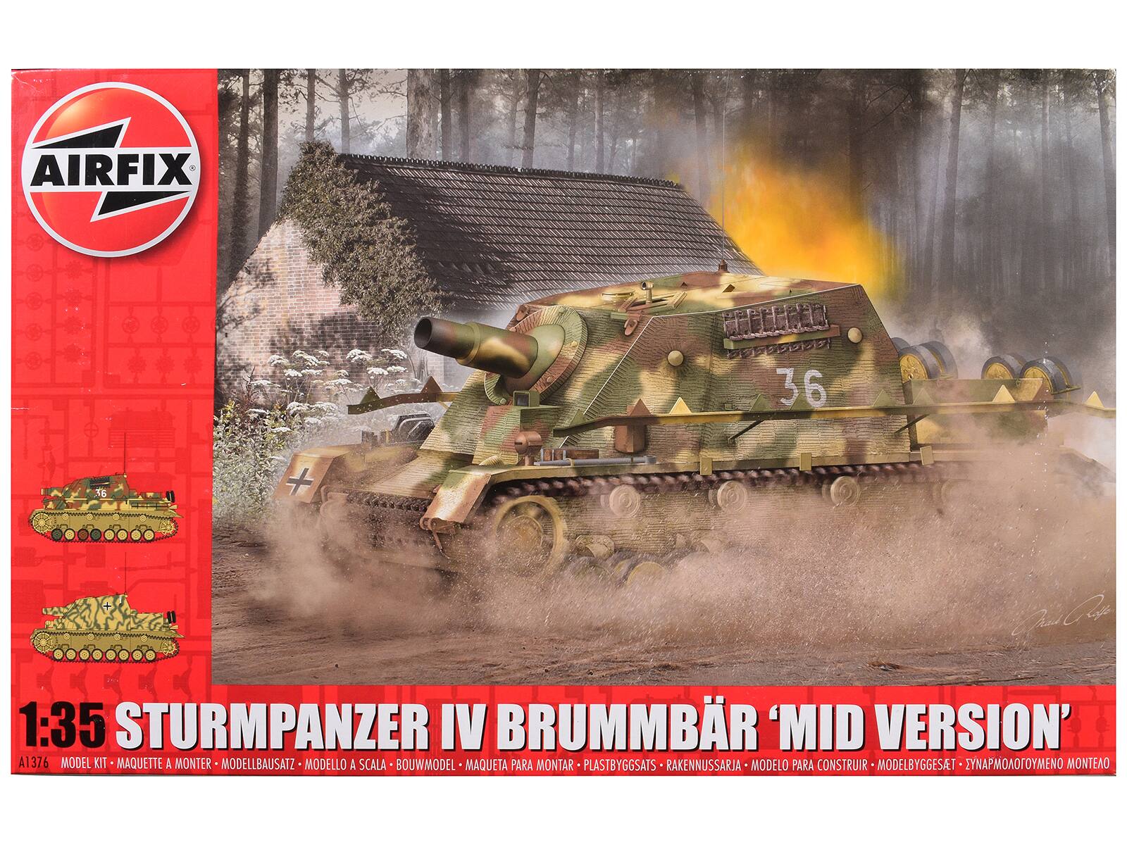 AIRFIX  
1:35 STURMPANZER IV BRUMMBÄR 'MID VERSION'  
A1376  

MODEL KIT - MAQUETTE A MONTER - MODELLEBAUSATZ - MODELLO A SCALA - BOUWMODEL - MAQUETA PARA MONTAR - PLASTBYGGSATS - RAKENNUSSARJA - MODELO PARA CONSTRUIR - MODELBYGGESAT - ΣΥΝΑΠΜΟΛΟΓΙΟΥΜΕΝΟ ΜΟΝΤΕΑΟ