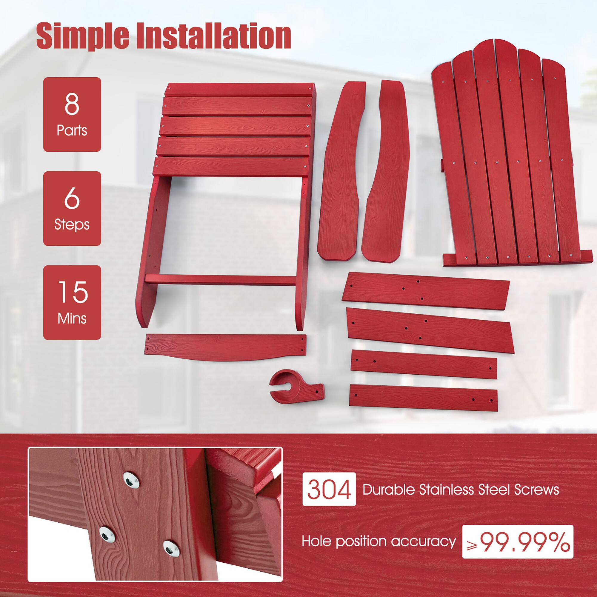 Simple Installation  
8 Parts  
6 Steps  
15 Mins  

304 Durable Stainless Steel Screws  
Hole position accuracy ≥99.99%
