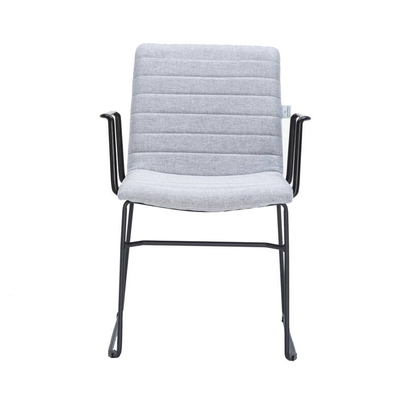 Alt View 2. LeisureMod - Zylar Office ArmChair with PU Leather, Foam Cushion, Stainless Steel Base & Ergonomic Support - Grey.