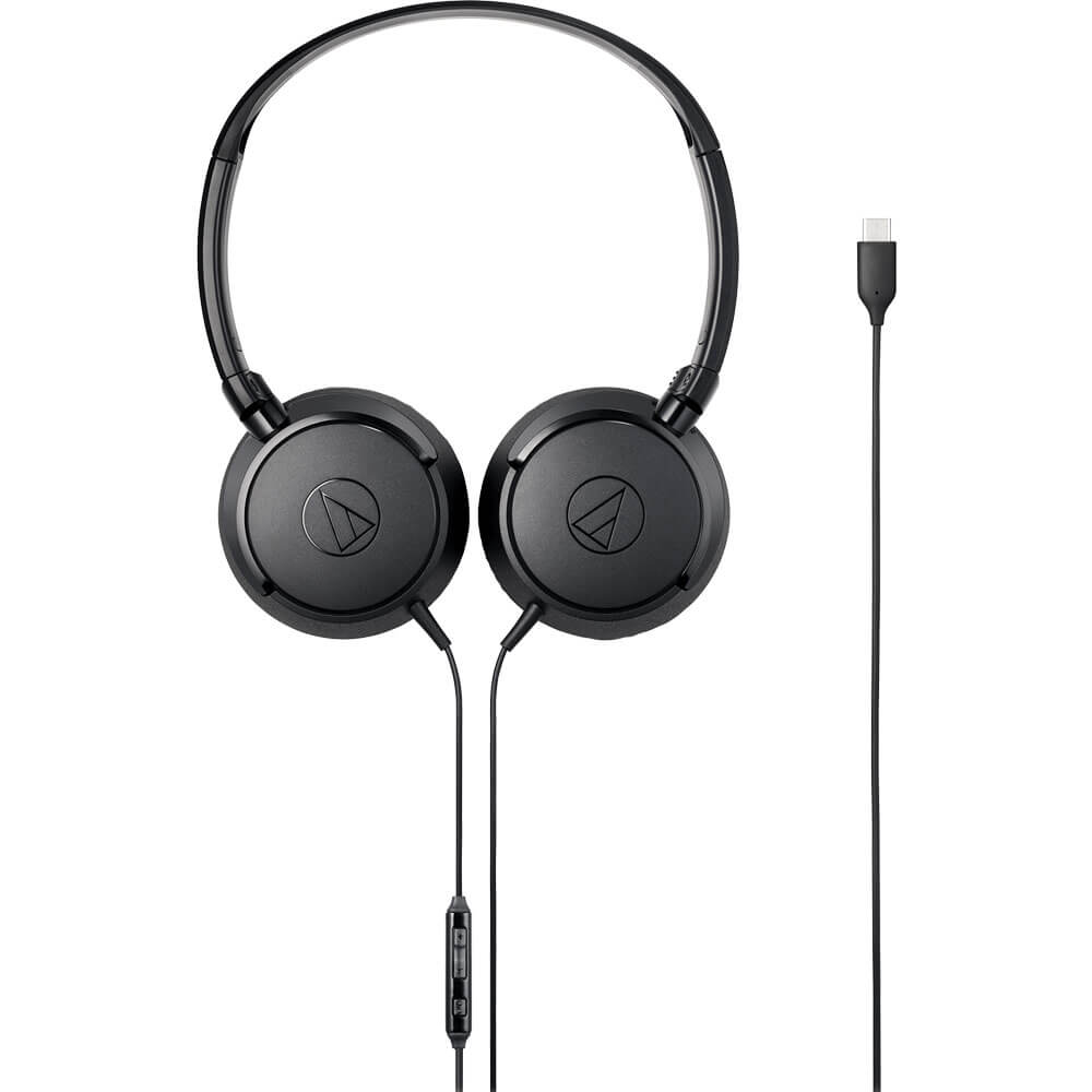 Alt View 2. Audio-Technica - Audio Technica ATHS120CBK USB-C On-Ear Wired Headphones - Black - Black.