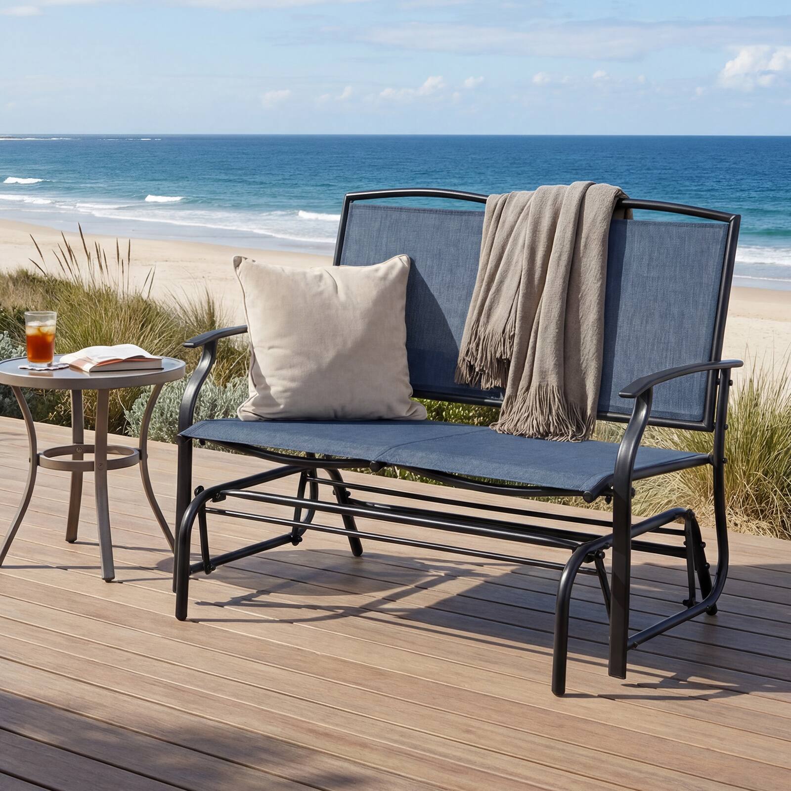 Alt View 4. Costway - Costway Patio Glider Rocking Bench Double 2 Person Chair Loveseat Garden - Blue.