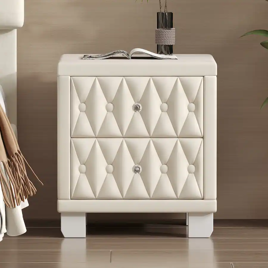 Bestier Elegant Velvet Nightstand with 2 Drawers and Crystal Handle ...