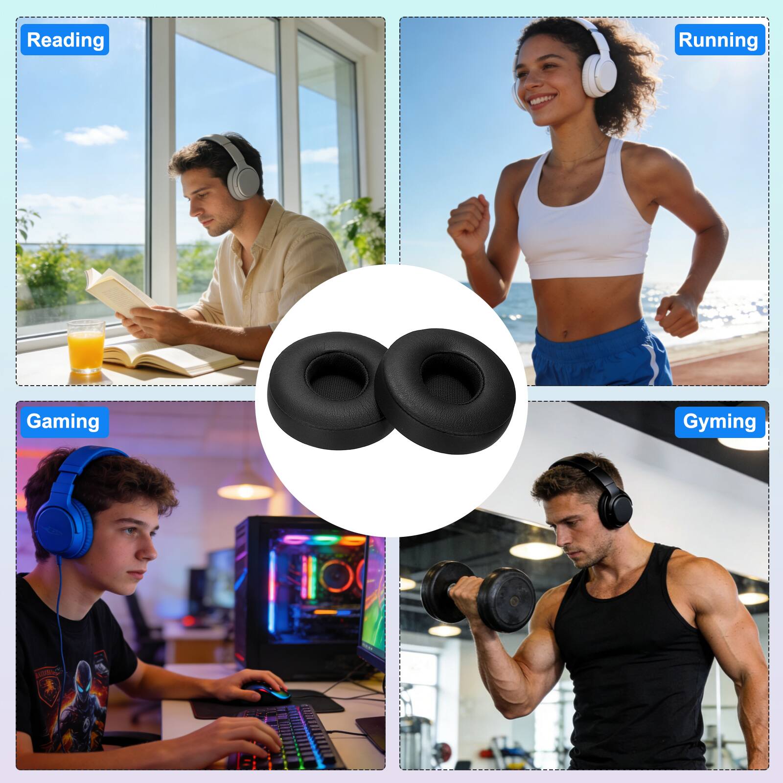 Reading  
Running  
Gaming  
Gyming