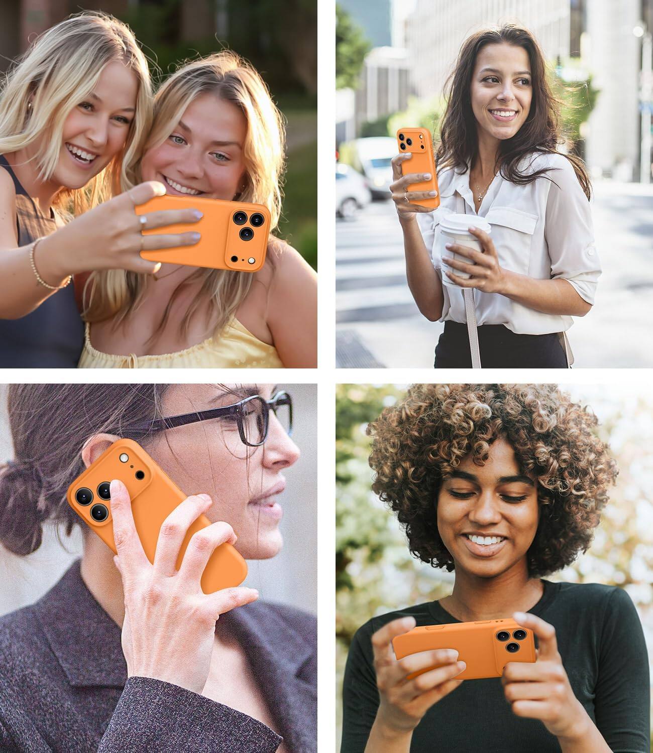 Alt View 3. FINEAK - Magnetic Liquid Silicone Case for iPhone 17 Pro Max with Magsafe - Orange.