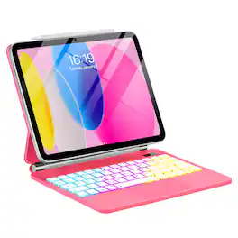 Pacoar Cade - Magic For Ipad A16 11th/10th Generation Case With Trackpad Floating Rainbow Backlit Keypad Cantilever Magnetic Cover - Pink-For iPad 11th Gen 11-inch A16/10th Gen 10.9i