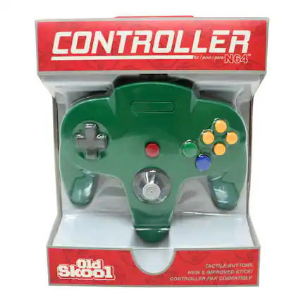 CONTROLLER T for / pour/para N64
Old Skool
TACTILE BUTTONS NEW & IMPROVED STICK!
CONTROLLER PAK COMPATIBLE