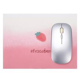 Unique Bargains - Square Mouse Pad 10.2 x 7.7" Non-Slip Rubber Oil Painting Desk Mat for Office Laptop Home Computer Accessories - Pink Strawberry