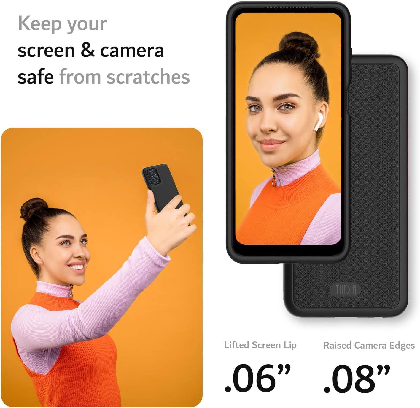 Keep your screen & camera safe from scratches

TUDIA Lifted Screen Lip Raised Camera Edges

.06" .08"