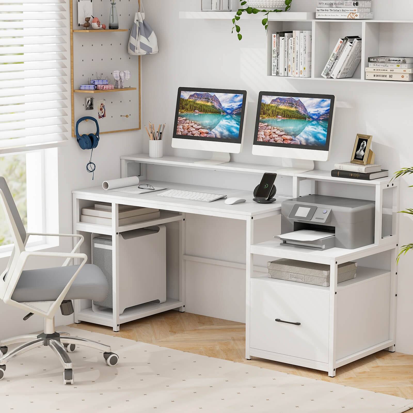 The text on the image reads: "KUO MCk dN a Pctatten R - - ANo 4 adideddad D F S DEJA - COEE -." However, it is not clear what this text represents or its purpose. It does not seem to be related to the content of the image, which features a desk with two computer monitors, a keyboard, and a mouse.