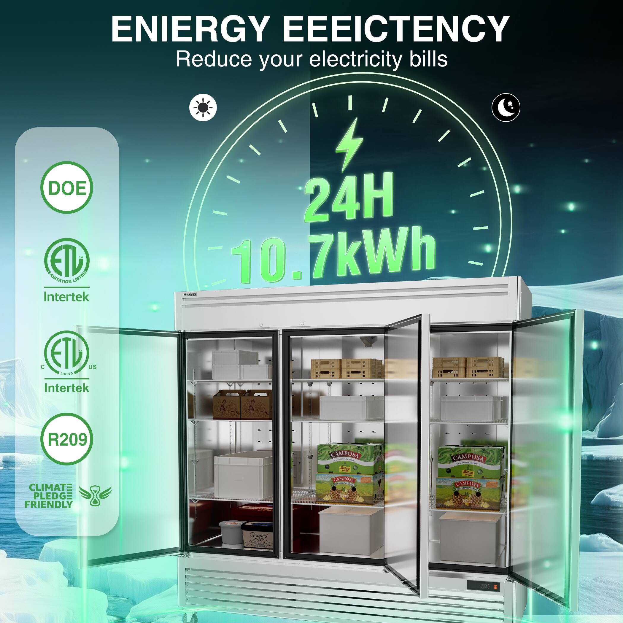 ENERGY EFFICIENCY  
Reduce your electricity bills  

DOE ETV  
Intertek  
24H 10.7kWh  

ETL US  
Intertek - R209  

CLIMATE PLEDGE FRIENDLY