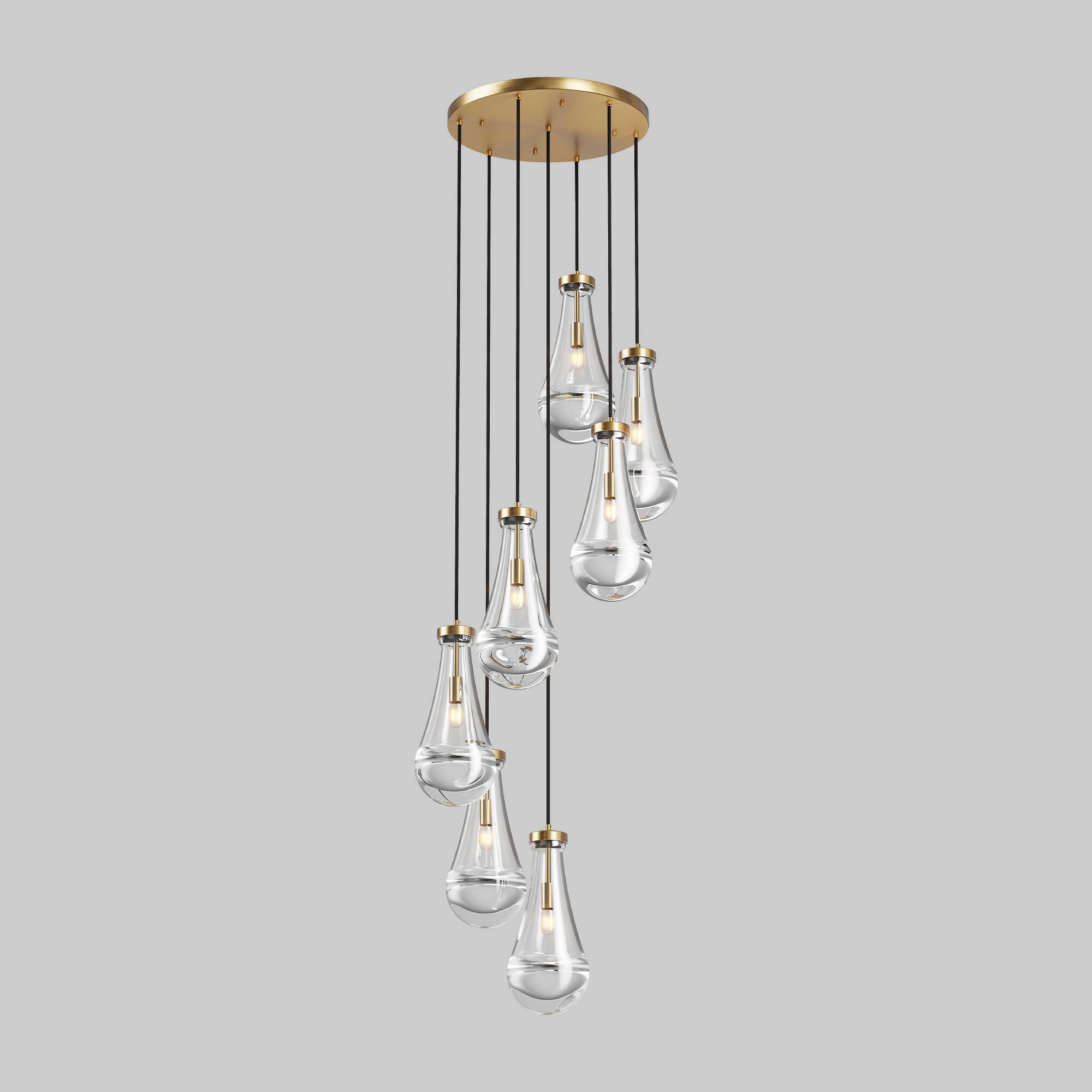 Alt View 6. Tiramisubest - 7 Light Dining Room Pendant Light,Large Chandelier Adjustable Hanging Line,for Living Room,Foyer,Stairwell,Bedroom,Gold.