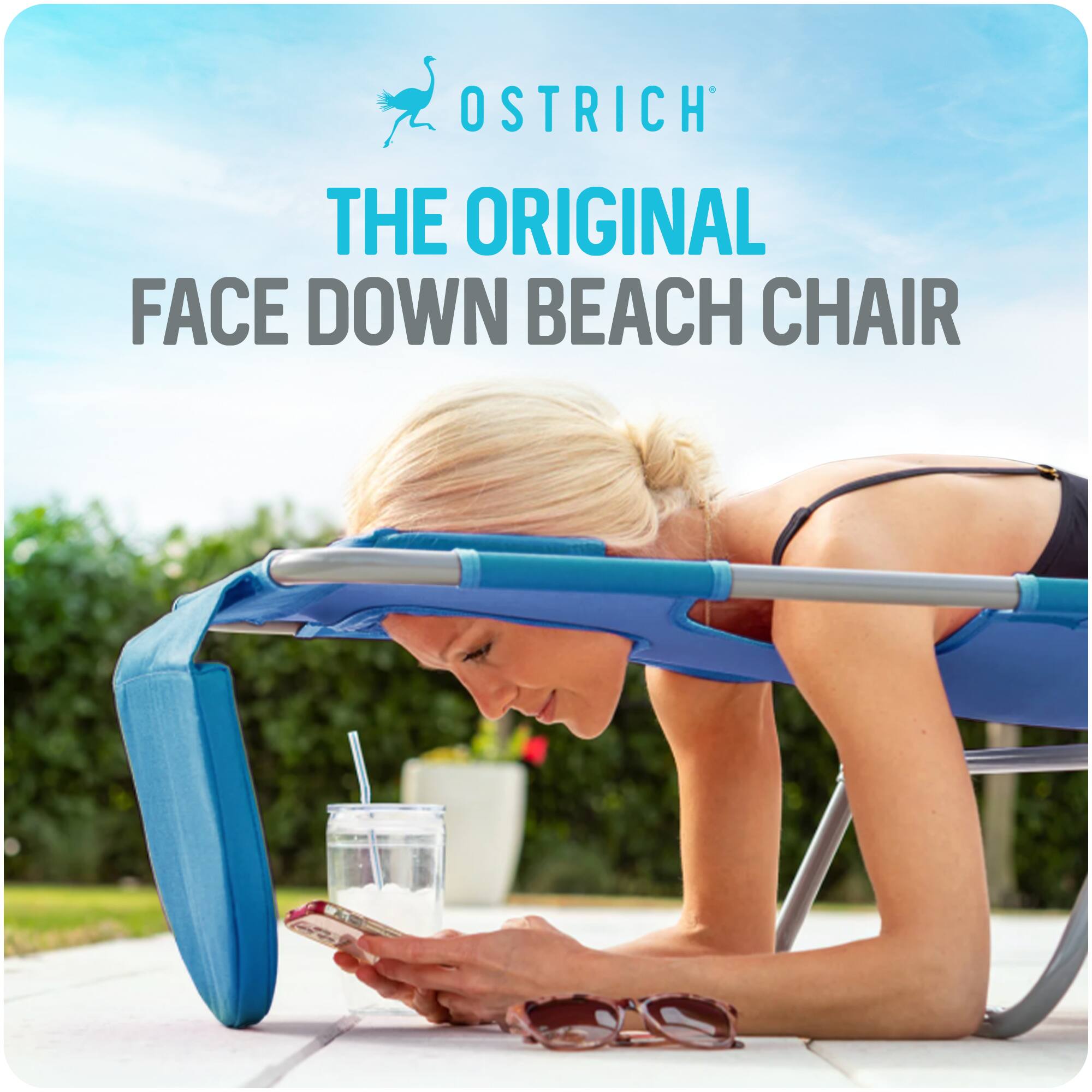 OSTRICH  
THE ORIGINAL  
FACE DOWN BEACH CHAIR