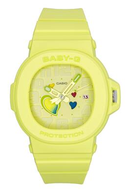 Casio - Baby-G Analog Playful Hearts Series Green Dial Quartz BGA-10-3A 100M Women's Watch - Yellow