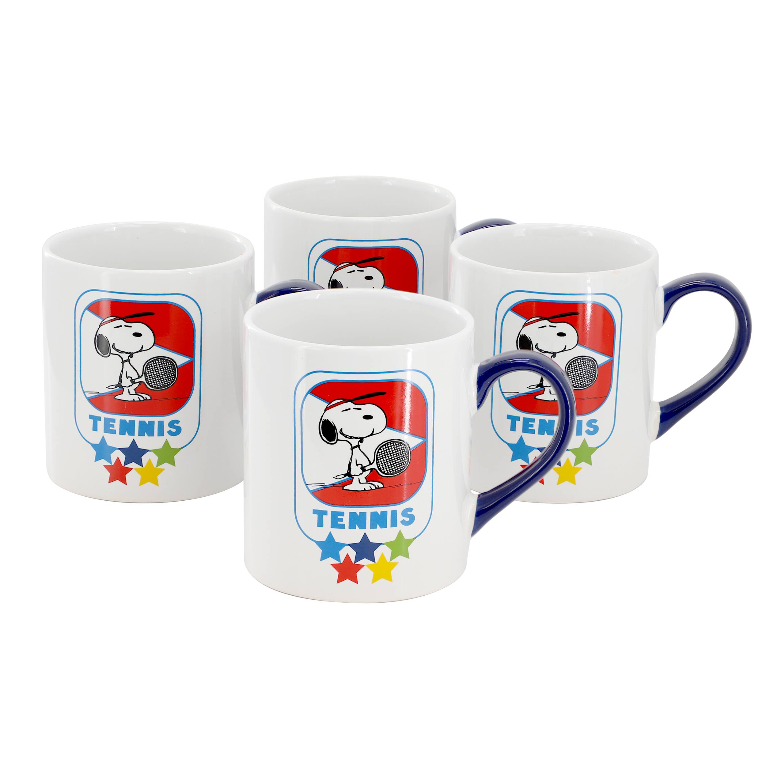 Peanuts - Best In Sports Tennis 4 Piece 19 Ounce Stoneware Mug Set - Assorted