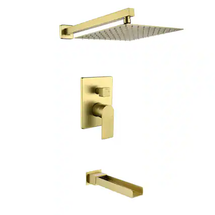 Front. Boyel Living - Brushed Gold Shower Set 10 Inch SUS304 Top Spray Waterfall Spout Dual Water Outlet - Brushed Gold.