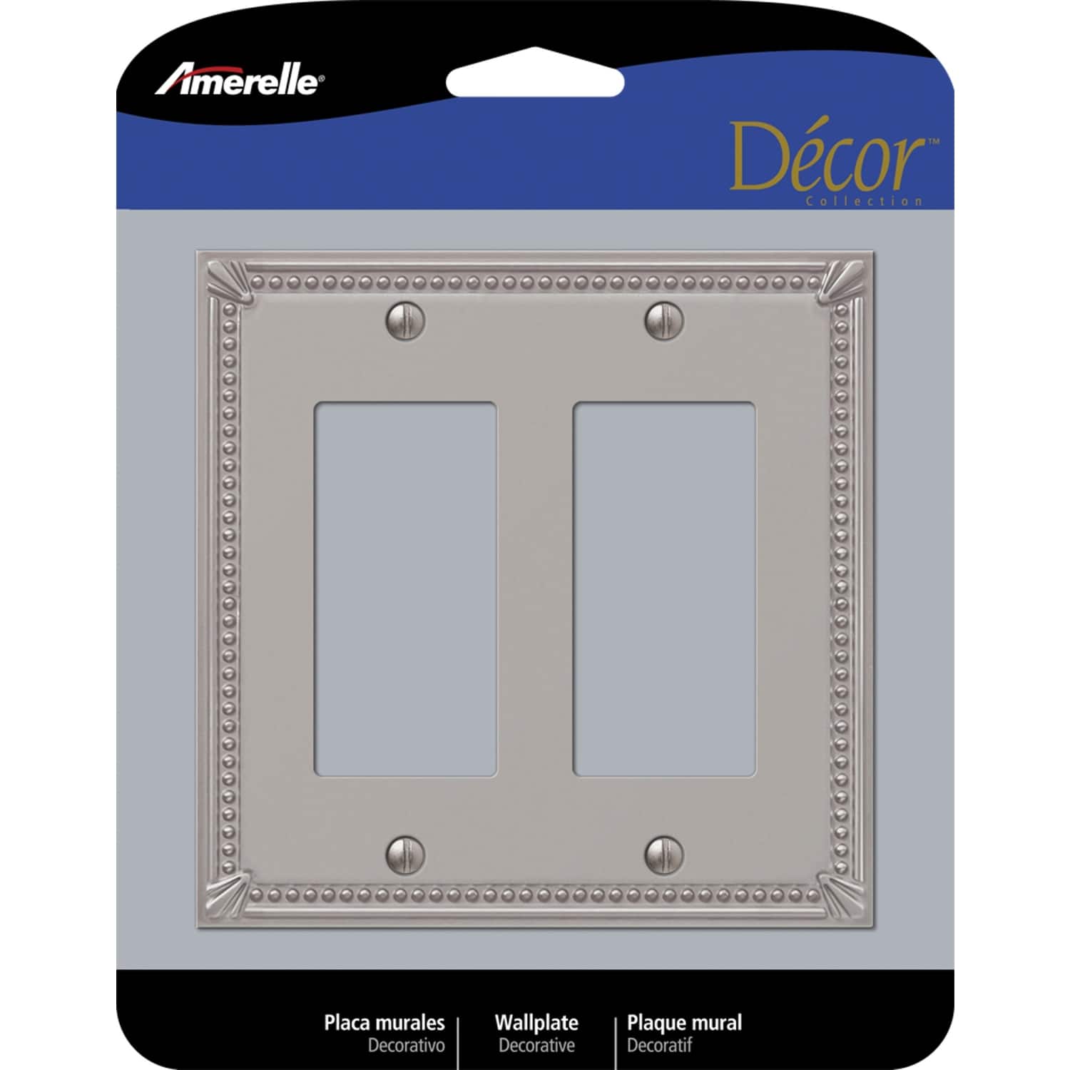Photos - Socket Imperial AMERELLE - Bead Brushed 2 gang Metal Decorator Wall Plate 1 pk - Nickel