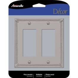 AMERELLE - Imperial Bead Brushed 2 gang Metal Decorator Wall Plate 1 pk - Nickel