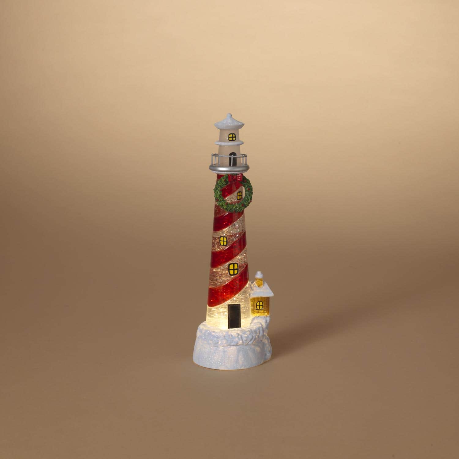 The Gerson Companies - Gerson Lighted Spinning Water Globe Lighthouse Table Decor 12 in. (Case of 6) - Multicolored