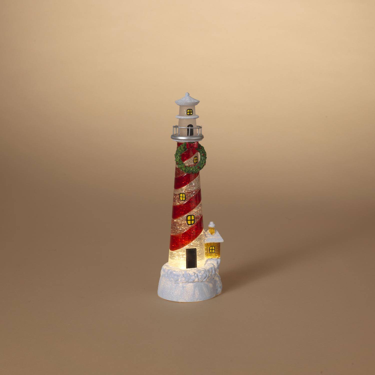 Front. The Gerson Companies - Gerson Multicolored Lighted Spinning Water Globe Lighthouse Table Decor 12 in. (Case of 6) - Multicolored.