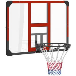 Soozier - Mounted Basketball Hoop with Shatter-Resistant Backboard - Black, Clear, Red