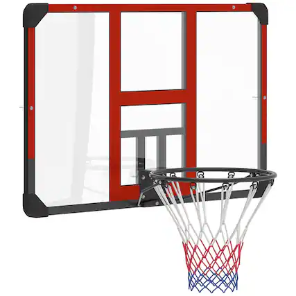 Front. Soozier - Mounted Basketball Hoop with Shatter-Resistant Backboard - Black, Clear, Red.