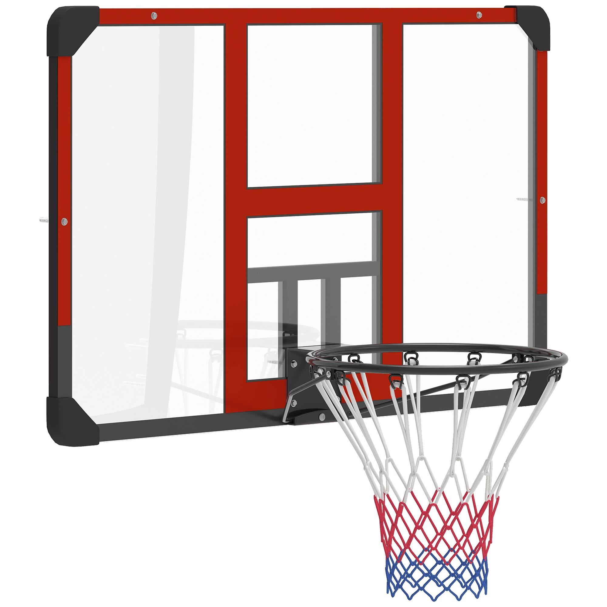Front. Soozier - Mounted Basketball Hoop with Shatter-Resistant Backboard - Black, Clear, Red.