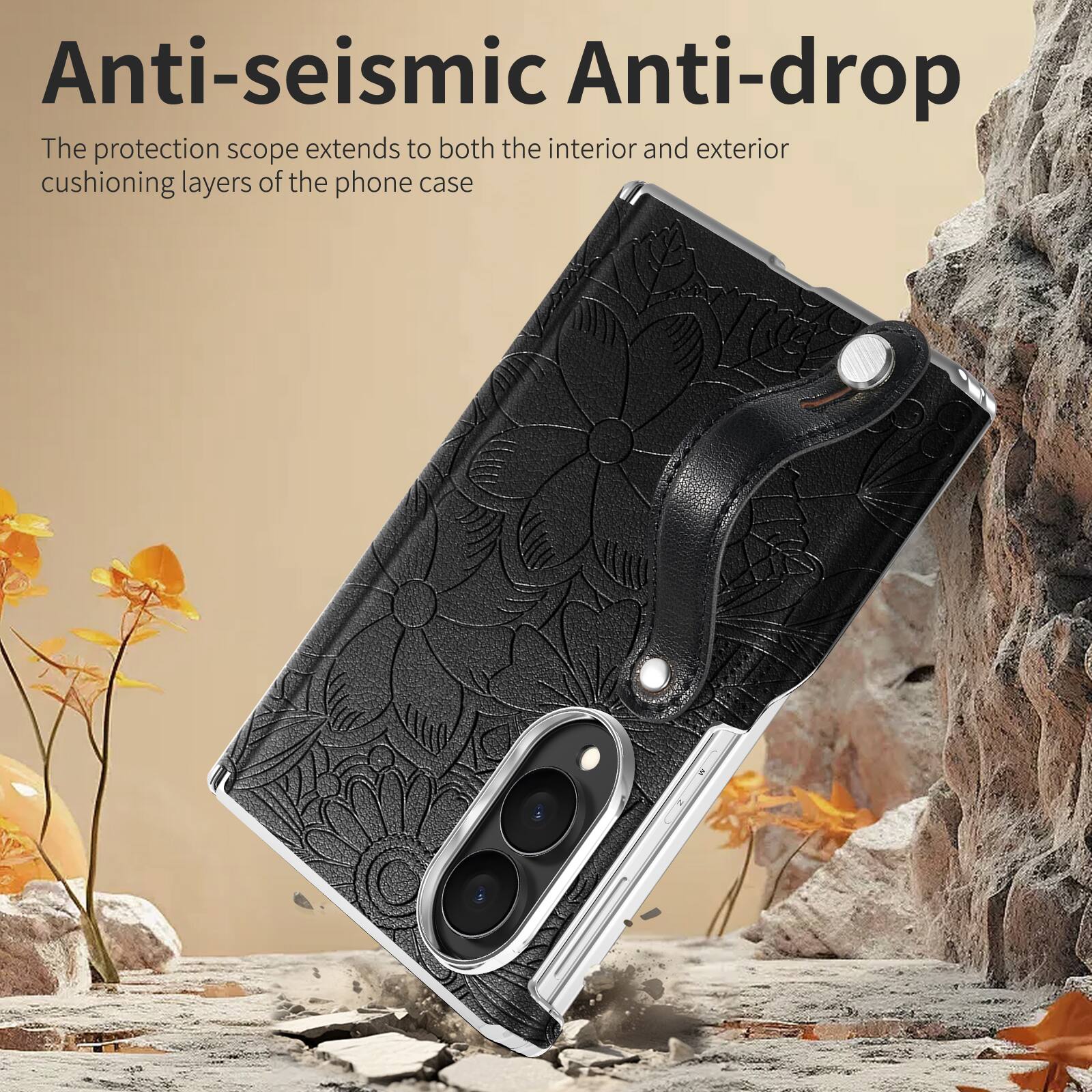 Dteck Shockproof Case for Samsung Galaxy Z Fold8 with Wristband, Floral ...