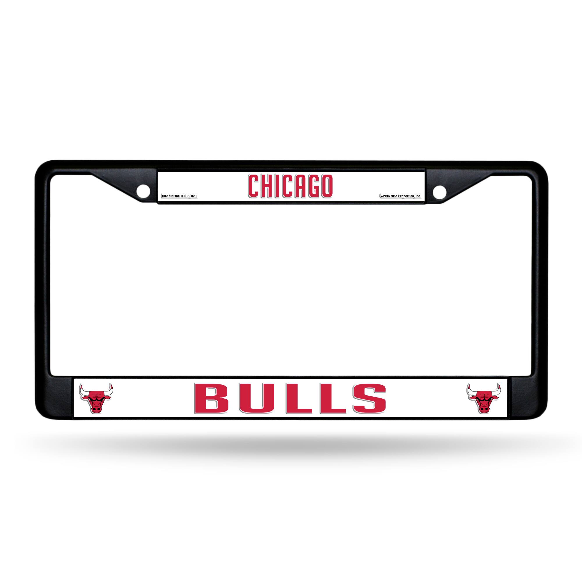 Chicago Bulls Metal License Plate Frame - Standard 12 x 6 in - Black