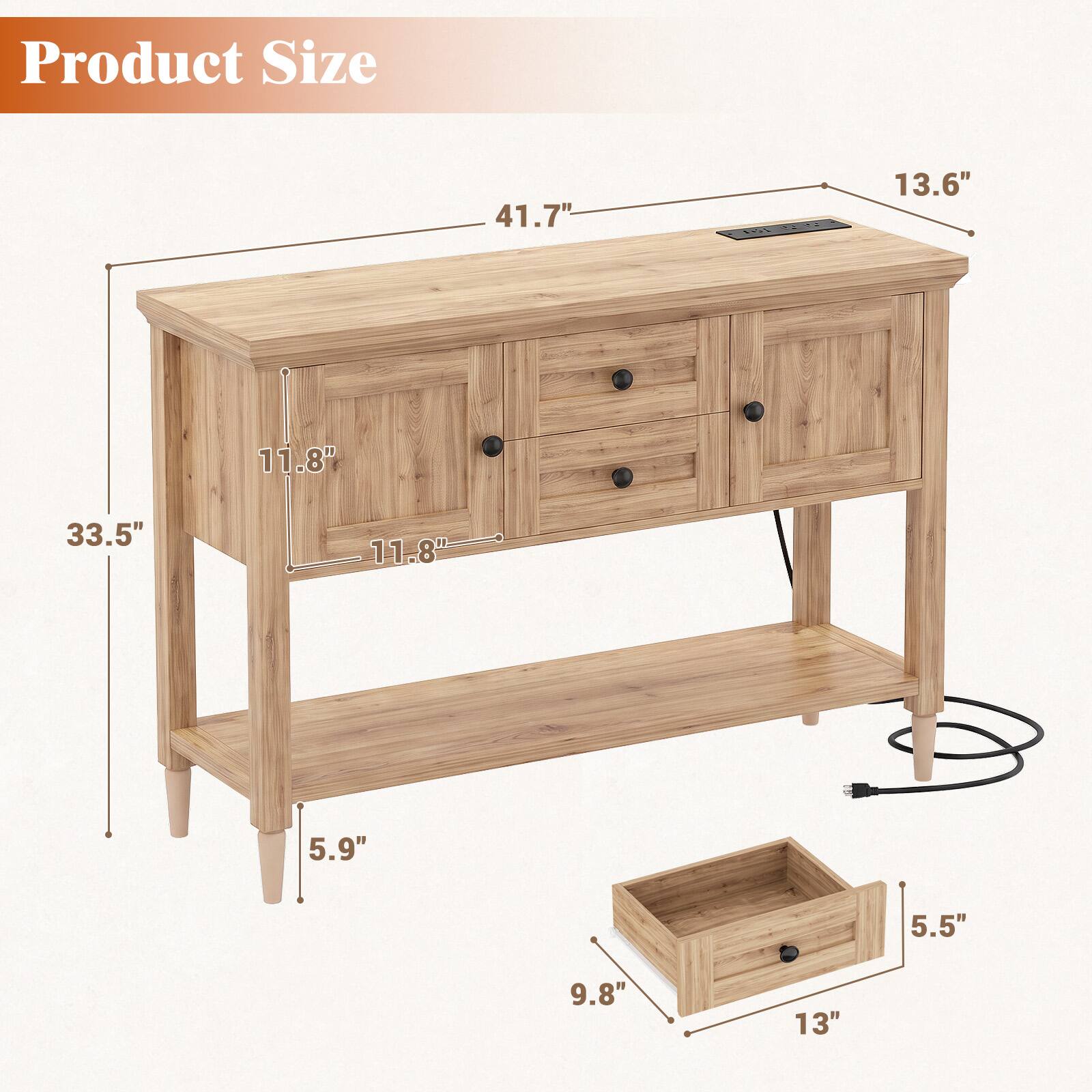 Product Size  
41.7"  
13.6"  
11.8"  
33.5"  
11.8"  
5.9"  
5.5"  
9.8"  
13"