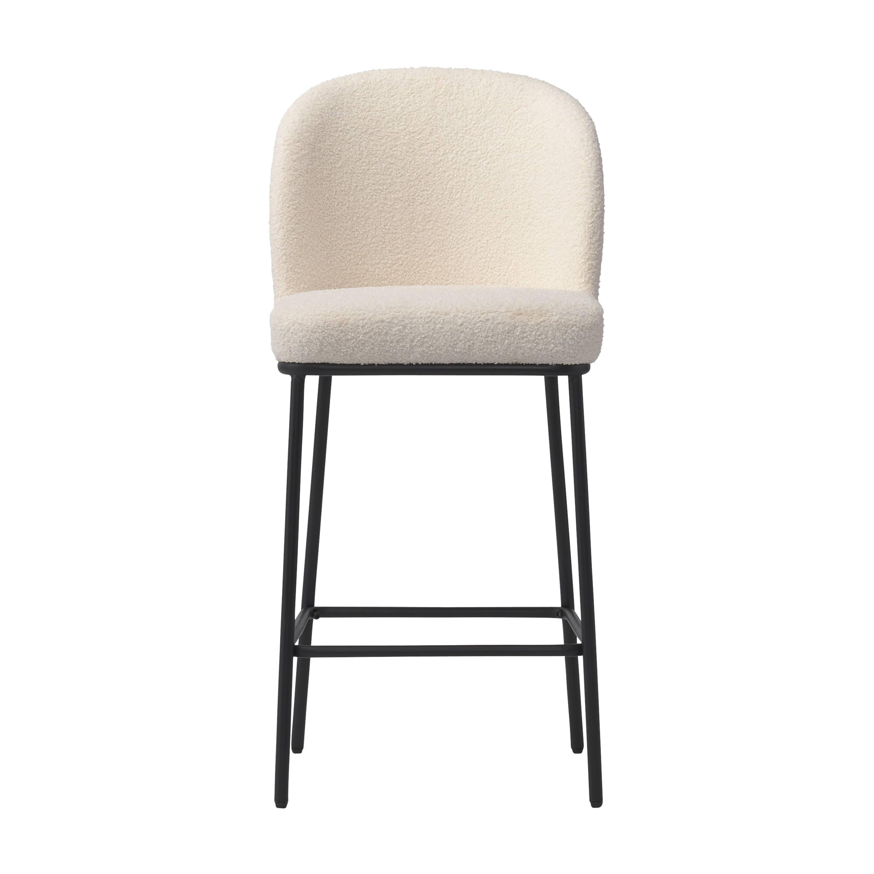 Front. CorLiving - Luxury Boucle Counter Height Bar Stools (Set of 2) - White.