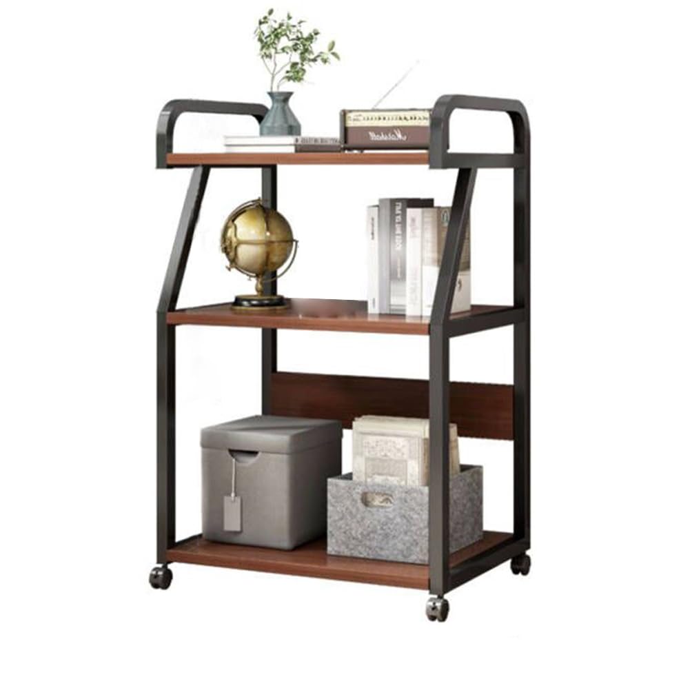 Front. Acekool - 3 Tier Printer Stand on Wheels,Mobile Printer Table with Storage Shelf, Rolling Printer Cart with Wheels Printer Stand - Brown.